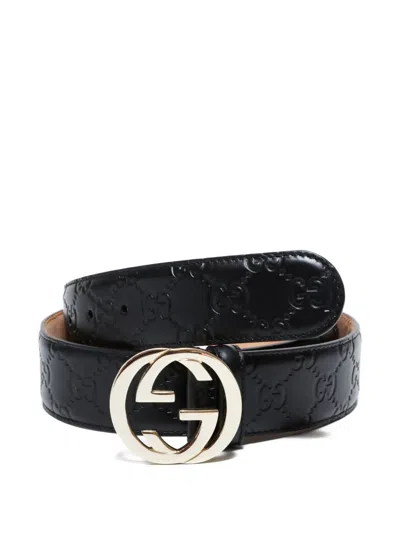 Pre-owned Gucci 2020s Gg Shima Interlocking G Belt In Black