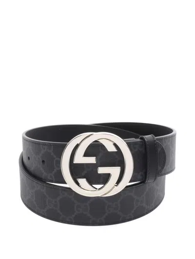 Pre-owned Gucci 2020s Gg Supreme Belt In Black