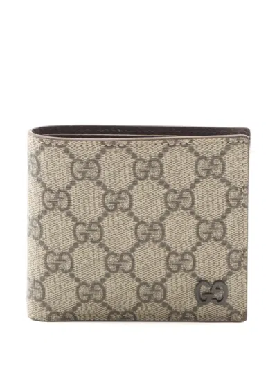 Pre-owned Gucci 2020s Gg Supreme Bi-fold Wallet In Neutral