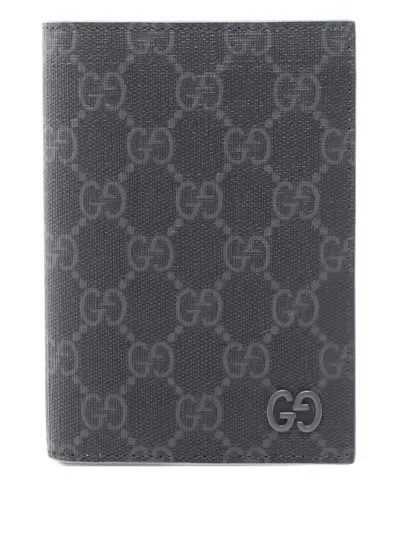 Pre-owned Gucci 2020s Gg Supreme Card Case In Gray