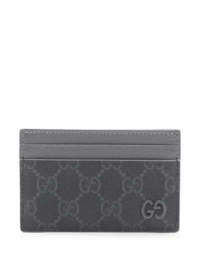 Pre-owned Gucci 2020s Gg Supreme Card Holder In Grey