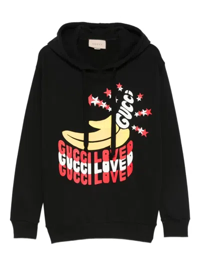 Pre-owned Gucci 2020s Graphic-print Hoodie In Black