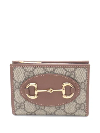 Pre-owned Gucci 2020s Horsebit 1955 Wallet In Neutral