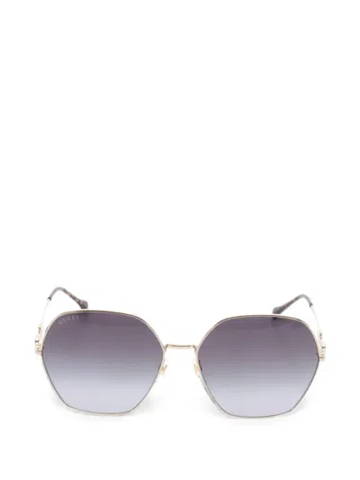 Pre-owned Gucci 2020s Horsebit Geometric Sunglasses In Gold