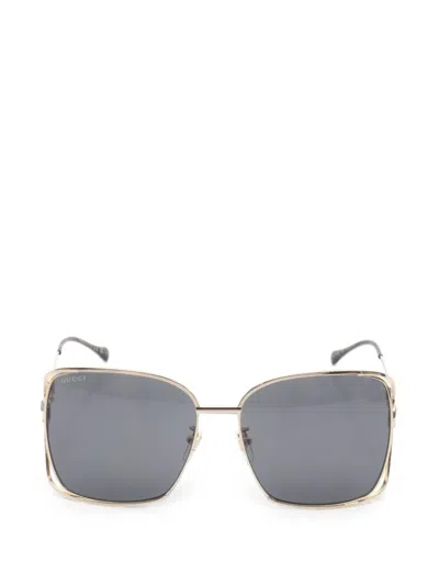 Pre-owned Gucci 2020s Horsebit Square Sunglasses In Gold