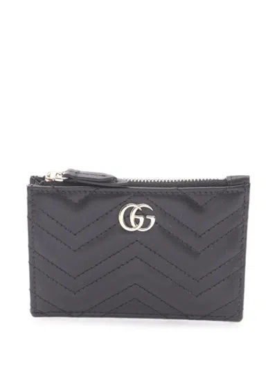 Pre-owned Gucci 2020s Logo-plaque Card Case In Black