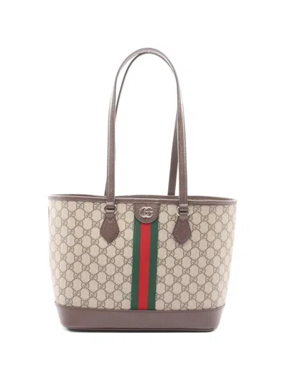 Pre-owned Gucci 2020s Medium Gg Supreme Tote Bag In Neutral