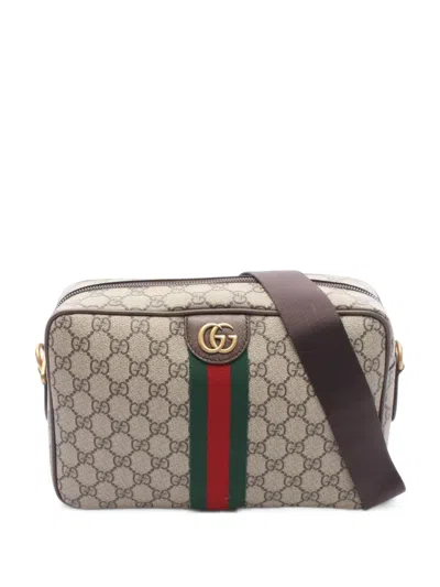 Pre-owned Gucci 2020s Medium Ophidia Cross Body Bag In Neutrals