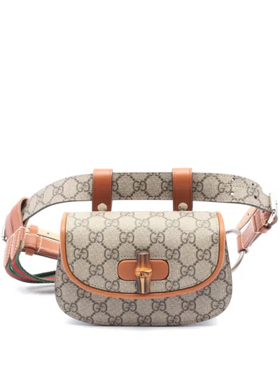 Pre-owned Gucci 2020s Mini Bamboo 1947 Belt Bag In Neutrals
