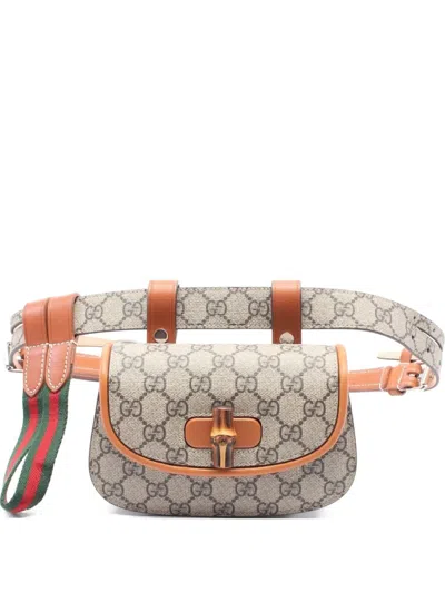 Pre-owned Gucci 2020s Mini Bamboo 1947 Belt Bag In Neutrals