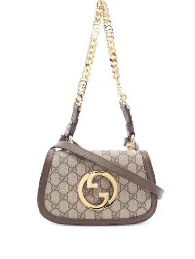 Pre-owned Gucci 2020s Mini Blondie Gg Supreme Shoulder Bag In Neutral