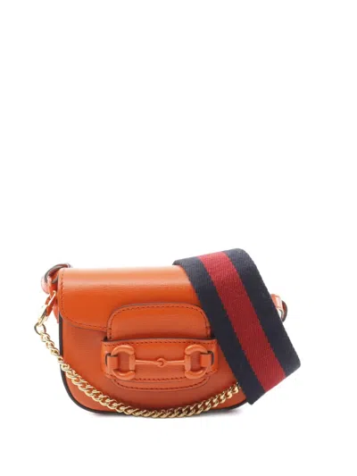 Pre-owned Gucci 2020s Mini Horsebit 1955 Shoulder Bag In Orange