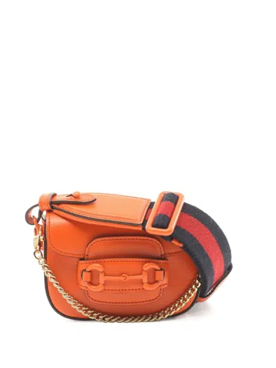 Pre-owned Gucci 2020s Mini Horsebit 1955 Shoulder Bag In Orange