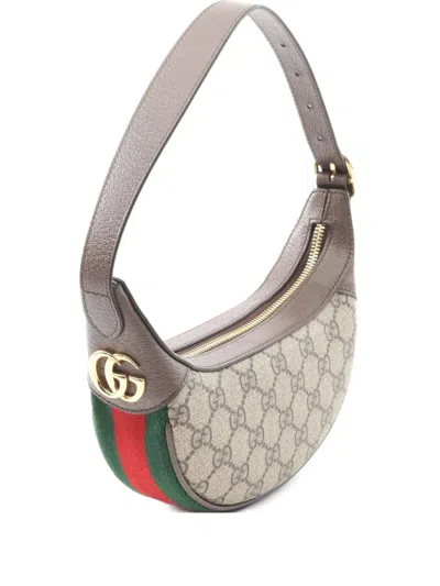 Pre-owned Gucci 2020s Mini Ophidia Gg Supreme Shoulder Bag In Brown