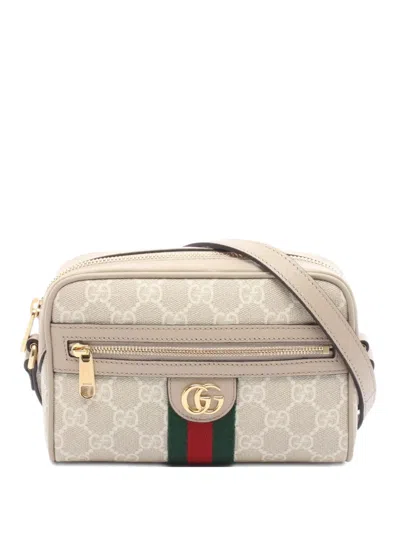 Pre-owned Gucci 2020s Mini Ophidia Gg Supreme Shoulder Bag In Neutral