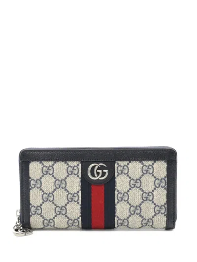 Pre-owned Gucci 2020s Ophidia Gg Supreme Canvas Zip Wallet