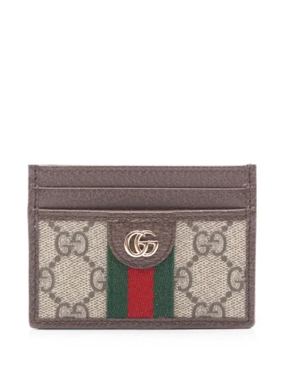 Pre-owned Gucci 2020s Ophidia Gg Supreme Card Case In Neutral