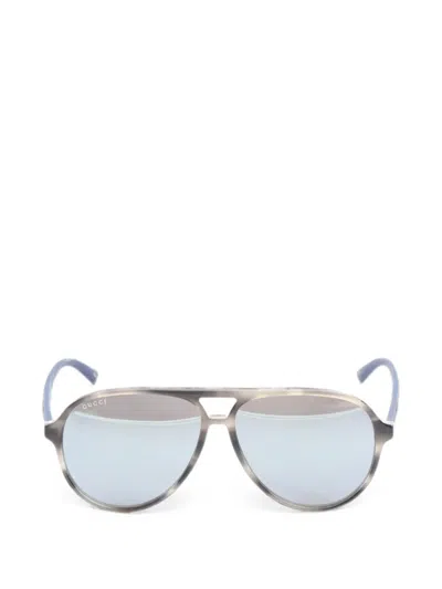 Pre-owned Gucci 2020s Pilot-frame Sunglasses In Gray