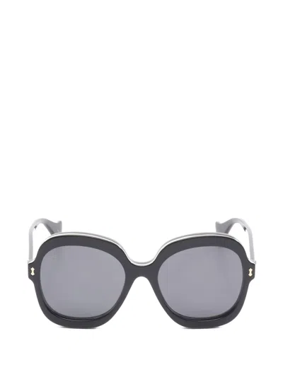 Pre-owned Gucci 2020s Round-frame Sunglasses In Black