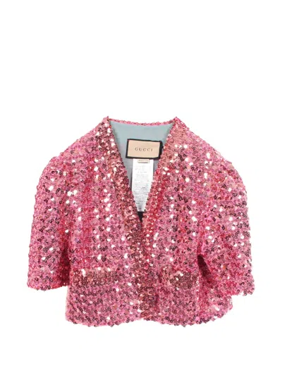 Pre-owned Gucci 2020s Sequin-embellished Jacket In Pink