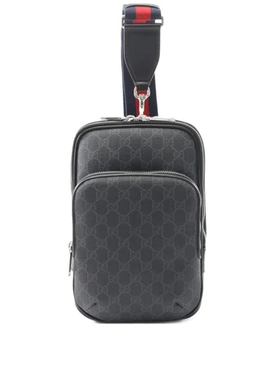 Pre-owned Gucci 2020s Small Gg Body Bag In Black