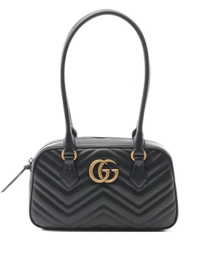 Pre-owned Gucci 2020s Small Gg Marmont Quilted Tote Bag In Black