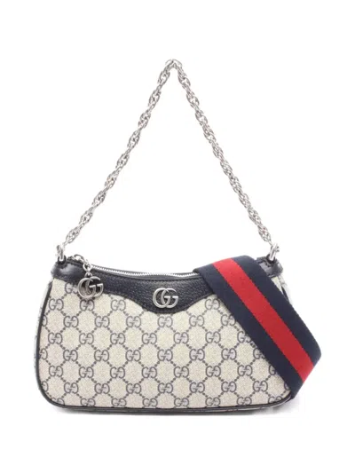 Pre-owned Gucci 2020s Small Ophidia Gg-supreme Chain Handbag In Blue
