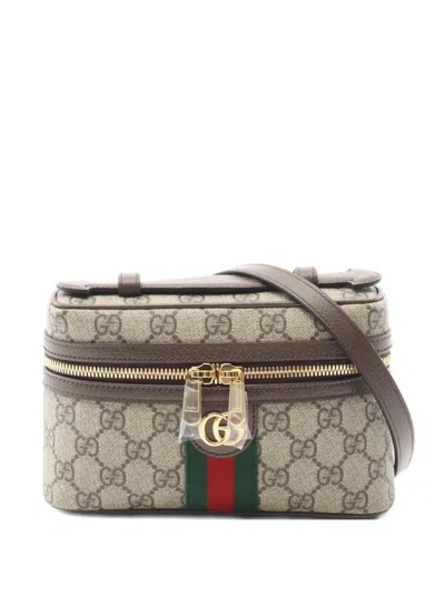 Pre-owned Gucci 2020s Small Ophidia Gg Supreme Vanity Bag In Neutral