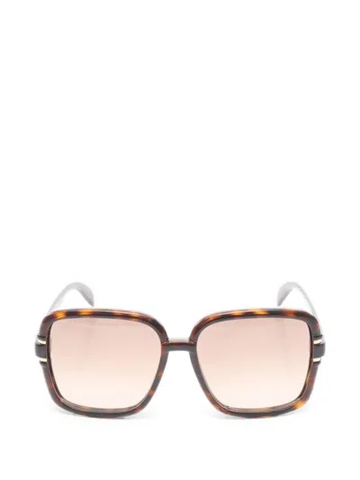 Pre-owned Gucci 2020s Square-frame Tortoiseshell-effect Sunglasses In Brown