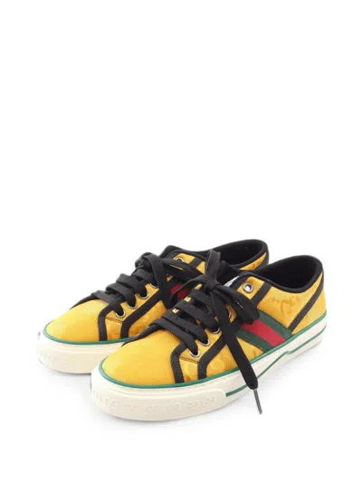 Pre-owned Gucci 2020s Tennis 1977 Jumbo Gg Sneakers In Yellow