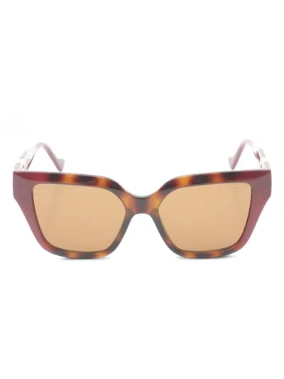 Pre-owned Gucci 2020s Tortoiseshell-pattern Square-frame Sunglasses In Brown