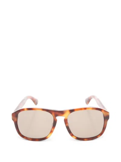 Pre-owned Gucci 2020s Tortoiseshell-effect Square-frame Sunglasses In Brown