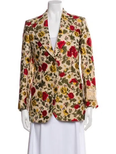 Pre-owned Gucci 2021 Floral Print Blazer In Neutral