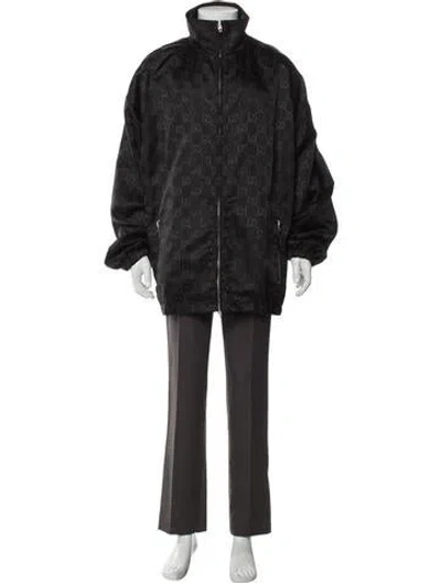 Pre-owned Gucci 2021 Gg Logo Parka In Black