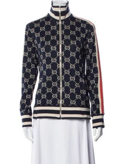 Pre-owned Gucci 2021 Graphic Print Jacket W/ Tags In Blue