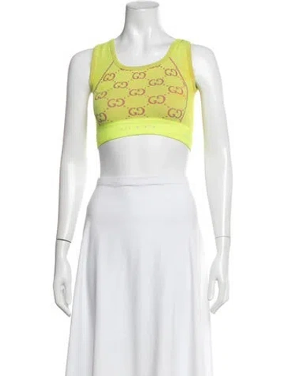 Pre-owned Gucci 2021 Graphic Print Sports Bra In Green