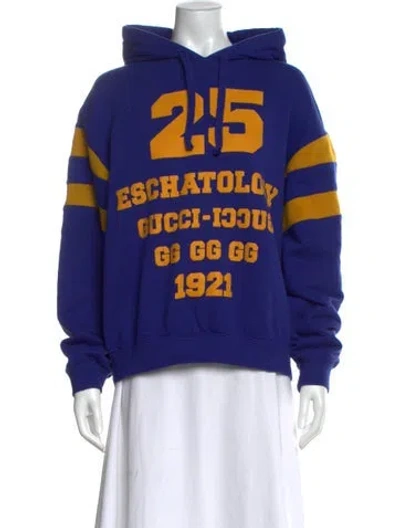 Pre-owned Gucci 2021 Graphic Print Sweatshirt Hoodie In Blue