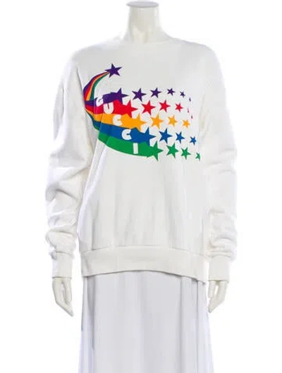 Pre-owned Gucci 2021 Graphic Print Sweatshirt In White