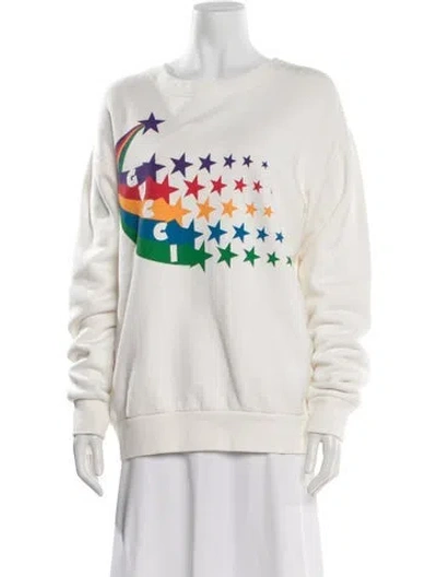 Pre-owned Gucci 2021 Graphic Print Sweatshirt In White
