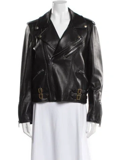 Pre-owned Gucci 2021 Leather Biker Jacket In Black