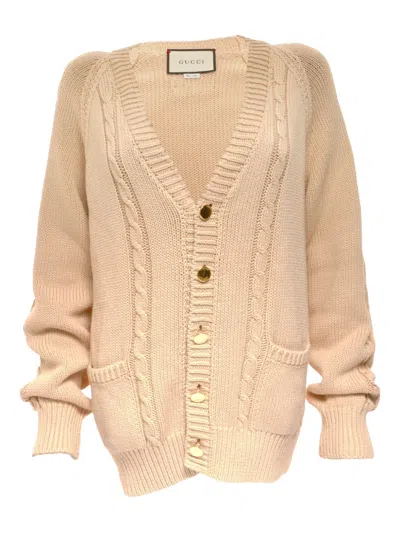 Pre-owned Gucci 2021 Logo Cotton Cardigan In Neutral