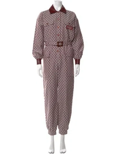 Pre-owned Gucci 2021 Patterned Jumpsuit In Burgundy