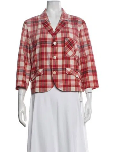 Pre-owned Gucci 2021 Plaid Print Blazer In Red