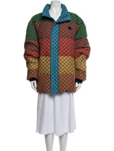 Pre-owned Gucci 2021 Printed Down Jacket In Blue