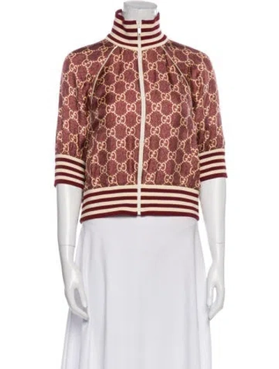 Pre-owned Gucci 2021 Silk Bomber Jacket In Burgundy