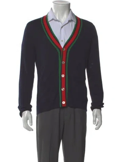 Pre-owned Gucci 2021 Web Accent Cardigan In Blue