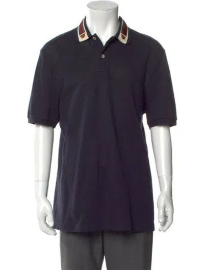 Pre-owned Gucci 2021 Web Accent Polo Shirt In Blue