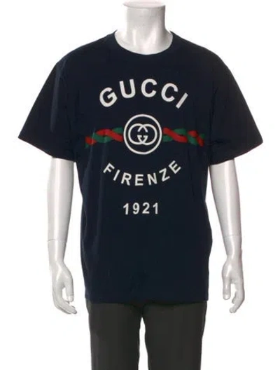 Pre-owned Gucci 2021 Web Accent T-shirt In Blue