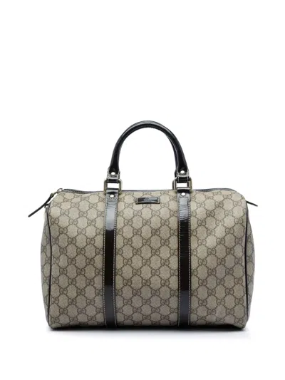 Pre-owned Gucci 2021-2026 Medium Gg Supreme Joy Boston Bag In Neutrals