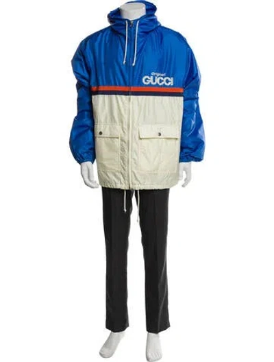 Pre-owned Gucci 2022 Colorblock Pattern Windbreaker In Blue